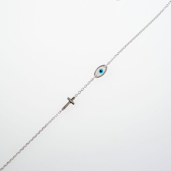 bracelet.silver.eye and cross.237a