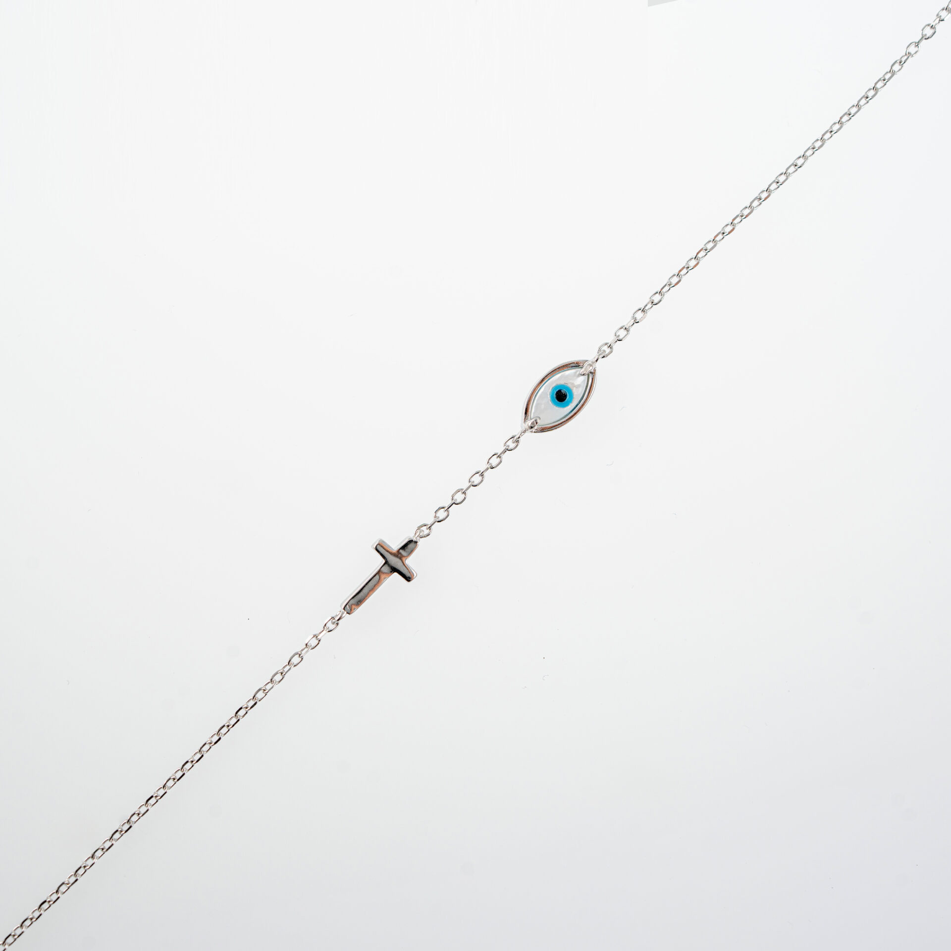 bracelet.silver.eye and cross.237a